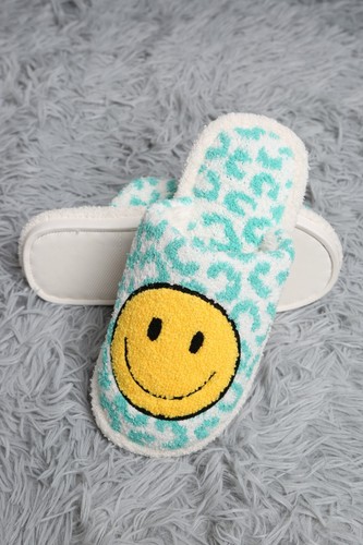 ComfyLuxe Leopard w/ Happy Face Pattern Embroidered Slippers - Picture 10 of 13