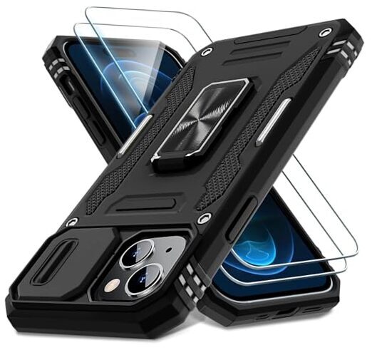 for iPhone 15 Case with Slide Camera Cover + Screen iPhone 15-6.1 Inch Black-image