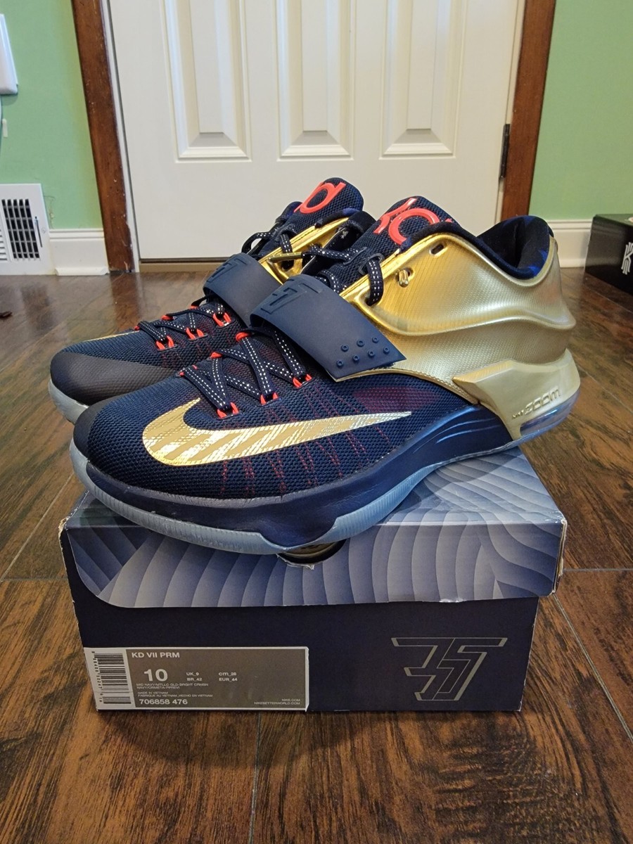 Nike KD7 Gold Metal Basketball Shoes Navy & Gold Size 10 KD 7 Prm  main image 3
