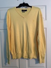 Polo Ralph Lauren V-Neck Sweater Men's Yellow 100 Pima Cotton Size Large