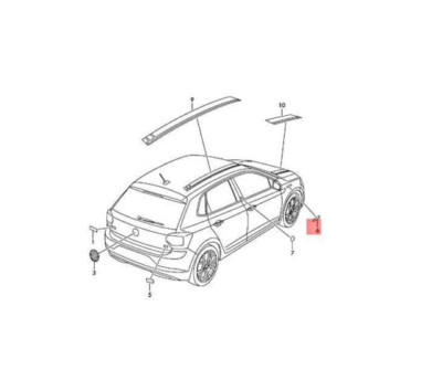 NEU VOLKSWAGEN POLO AW VORDERER LINKER KOTFLUGEL BAGE LOGO 2G0853689CJZQ