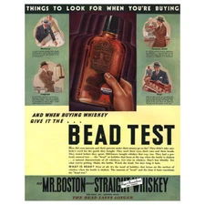 1936 Old Mr Boston Whiskey: Bead Test Vintage Print Ad