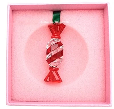 New SWAROVSKI Holiday Cheers Dulcis Red Crystal Candy Ornament Gift Box 5655438