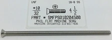 #10-32x4-1/2 Flat Head Phillips Machine Screws Stainless Steel (4)