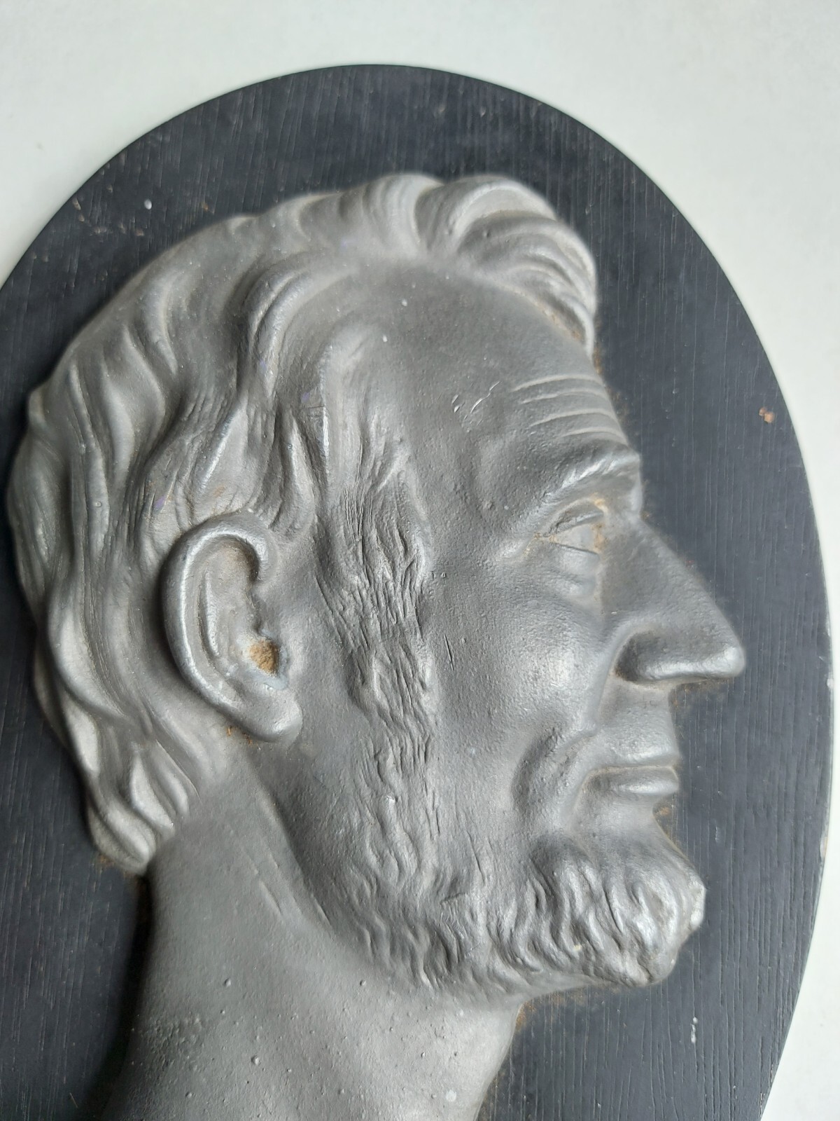 Antique Abraham Lincoln Bust Wall Plaque Metal Old Pewter On Oak BX1 eBay
