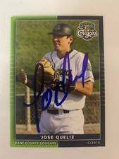 Jose Queliz 2016 Signed Kane County Cougars Team Card