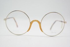 Vintage Brille Prestige 233 Gold Braun Rund Brillengestell eyeglasses