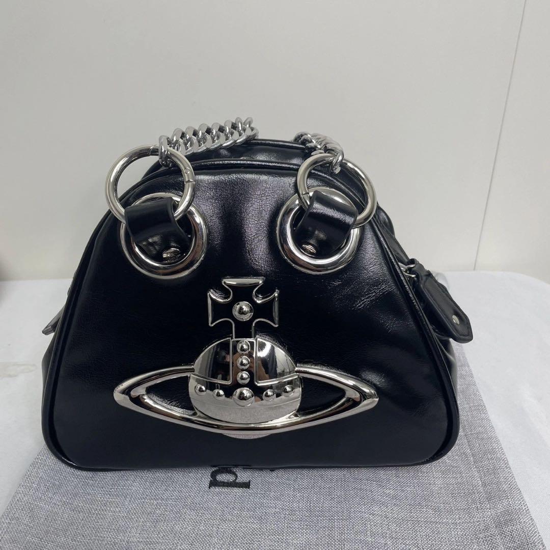 Vivienne Westwood Leather Big Orb Chain Shoulder Bag black Vivienne Westwood Leather Big Orb Chain Shoulder Bag black