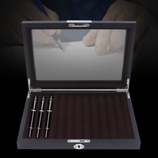 12 Slots Fountain Pen Wood Display Box Wood Velvet Storage Pen Case Organizer US