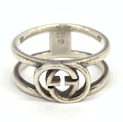 GUCCI Gリング Silver925 19号 GUCCI Interlocking G Logo Sterling Silver 925 Ring Size 19 US 8