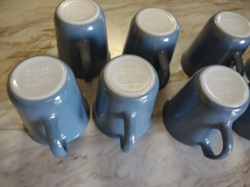 Pyrex Slate Blue Set Of 8 D-Handled Coffee Mugs. Vtg 1970s Milk Glass Cups - Picture 5 of 6