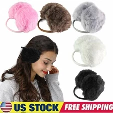 Cute Fur Ear Muffs Warmer Women Girl Plush Winter Warm Thick Fluffy Behind Head