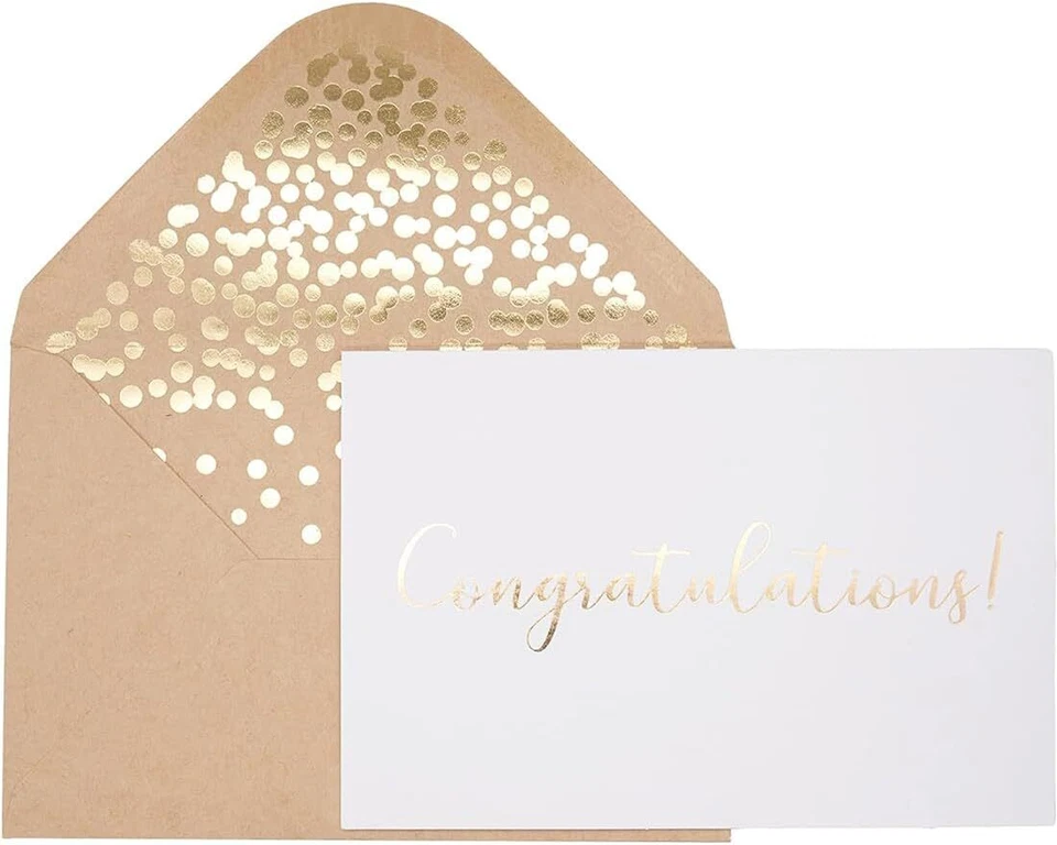 50 Pack 'Congratulations' Greeting Cards with Gold Foil and Kraft Envelopes - Image 3 of 4