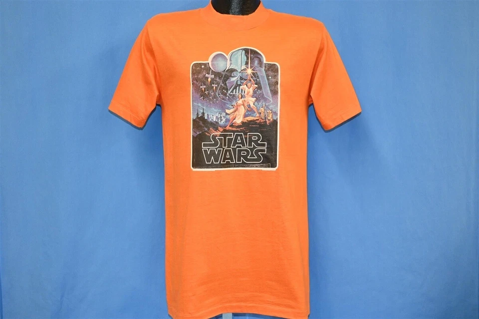 vintage 70s STAR WARS A NEW HOPE EPISODE IV ORANGE IRON ON LUKE t-shirt SMALL S - Image 2 of 4