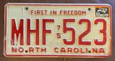 North Carolina 1980 License Plate # MHF 523