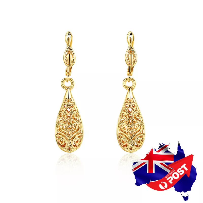 Antique gold drop earrings deals