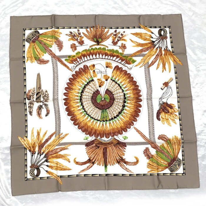 Hermes Brazil Silk Scarf Carre 90 Large 100 R26_0710