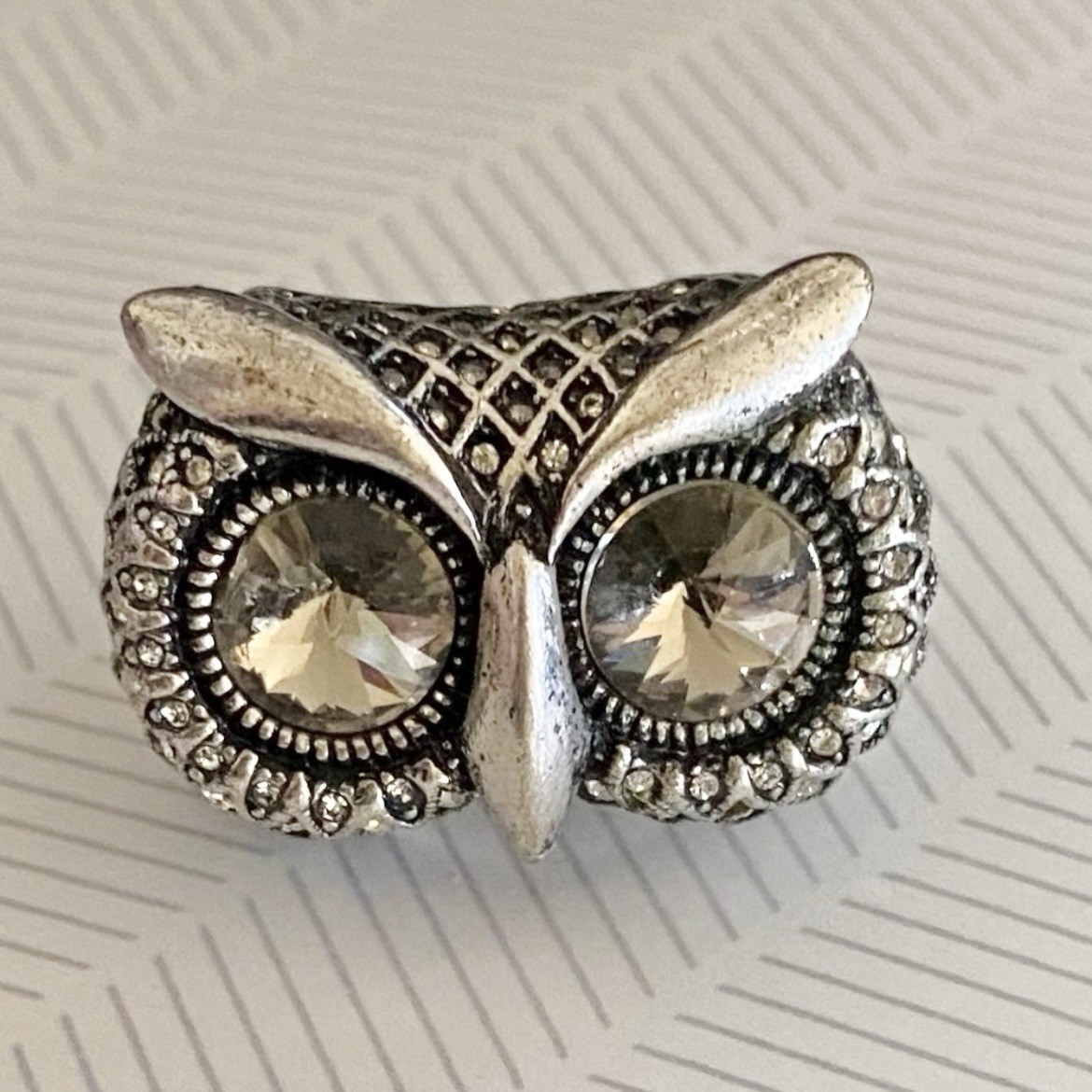 Marcasite Owl Face Ring - image 1