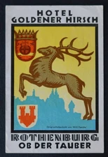Vintage HOTEL GOLDENER HIRSCH Rothenburg luggage label 4