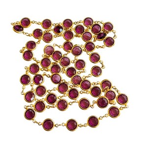 Authentic VTG Open Bezel Austrian Purple Crystal Necklace Gold Plated Regal 36" 10mm 80s