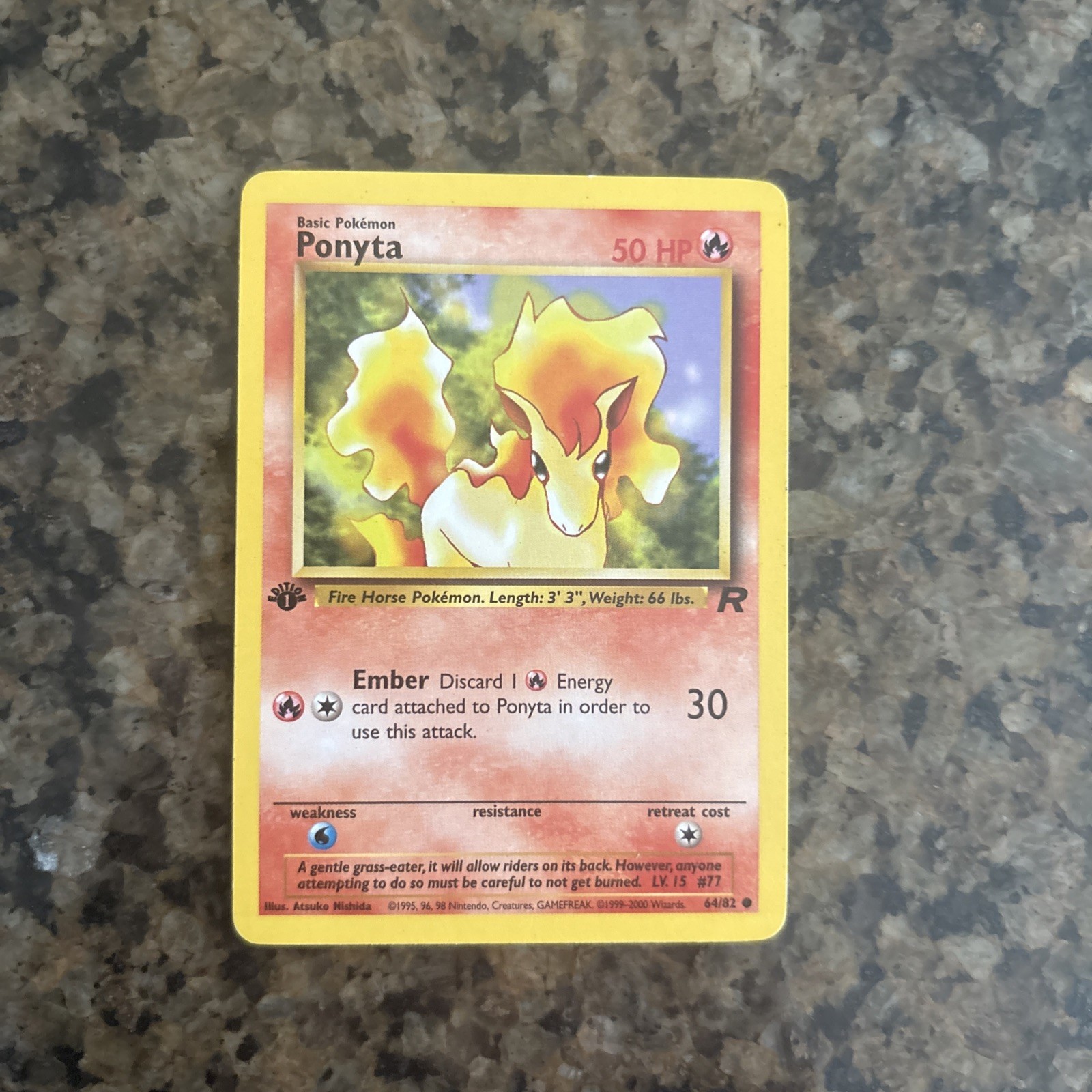 Pokémon Ponyta 64/82 Team Rocket Common Basic NM 1st  Edition  WOTC Eng  2000