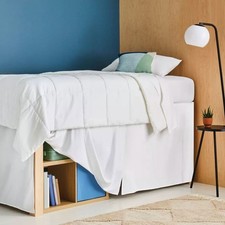 Extra Long White Dorm Room Bedskirt XL Twin 32" Drop Brushed Microfiber Machine