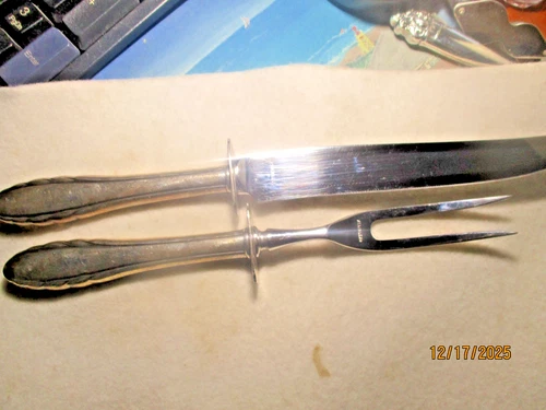 STERLING SILVER(GORHAM) CARVING SET  IN VELVET WRAP