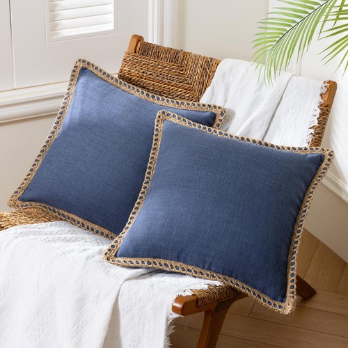 Phantoscope Pack of 2 Farmhouse Decorative Solid Throw Decorative Pillow Cove...