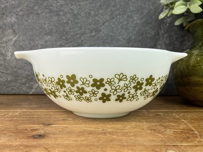 Vintage Pyrex USA 443 Frühlingsblüte grün Crazy Daisy Cinderella Rührschüssel