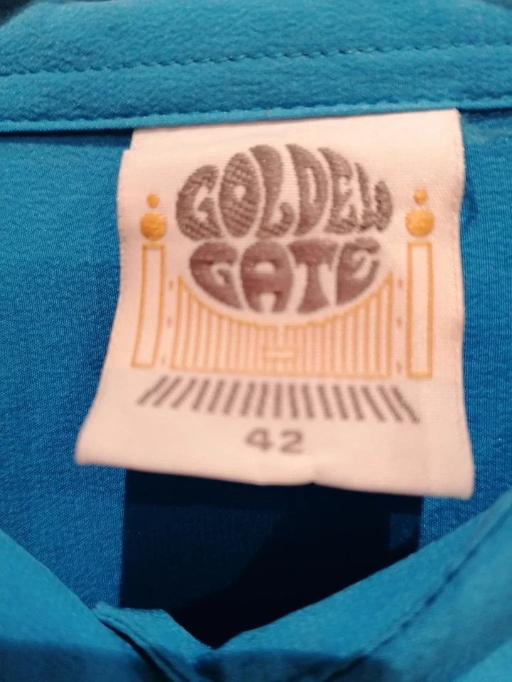 Damen Seiden Bluse Gr. 42 Hemdbluse 100 % Seide Blau - Bild 4 von 4