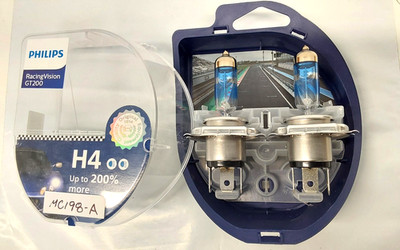 Like-New: PHILIPS H4 9003 Racing Vision GT200 halogen bulbs 12342RGTS2