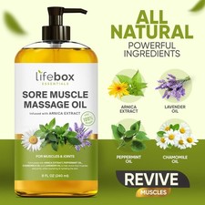 Arnica Sore Muscle Massage Oil   100 Pure  Natural - Massage Therapy 8 Fl. Oz
