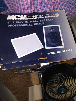 MCM Custom Audio 50-6374 8'' 3-Way Wired In-Wall Speaker, White Set Of Speakers