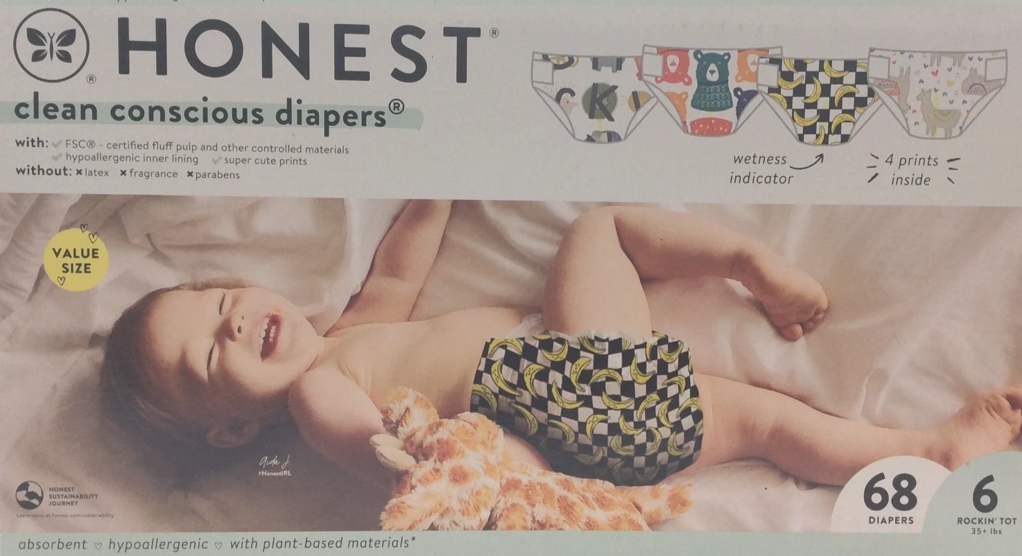 The Honest Company Clean Four Print Pack, Size 6 Count, 68 Diapers🌟FREE SHIP🌟
Opens in a new windo