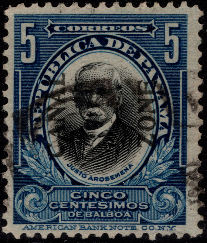 Canal Zone Stamp Scott # 54 Used F-VF - 5 Cents Portrait with Type IV Overprint