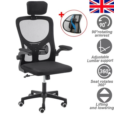 Mesh Office Chair Ergonomic 360° Swivel Lift Computer Desk Adjustable Height UK