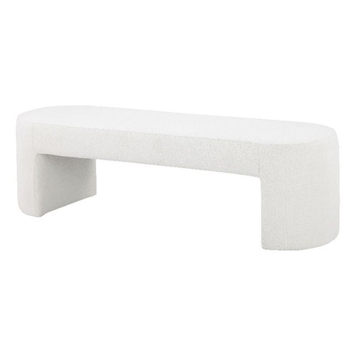 American Home Classics Makayla 18" Modern Boucle Fabric & Wood Bench in Ivory - Picture 1 of 5