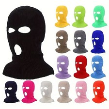 Winter Ski Mask 3 Hole Knitted Skull Balaclava Beanie Hat Men Outdoor Sports Cap