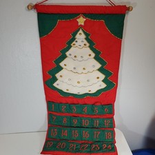 Incomplete Pockets of Learning Advent Calendar Christmas Tree Fabric Vintage