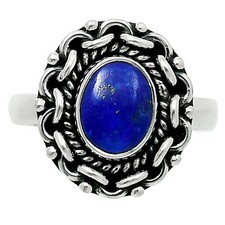Premium Quality Natural Lapis Lazuli 925 Sterling Silver Ring s.8 Jewelry R-1667