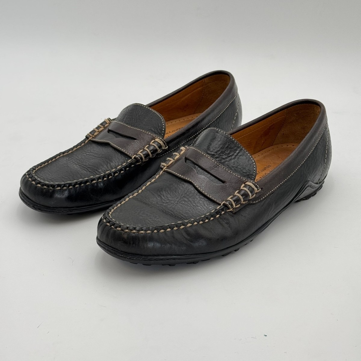Martin Dingman Leather Loafers Mens 8.5 Moc Toe Vibram Sole 