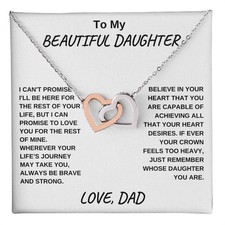 Two Heart Pendant Necklace- Rose/White or 18k Yellow Gold Finish   Daughter Gift