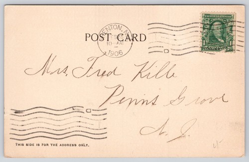 Trenton State House Flag Trenton New Jersey Posted 1906 UDB Postcard (D52) - Picture 2 of 2