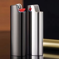 Funda protectora de metal con espejo pulido para encendedor Bic J6 tamaño completo