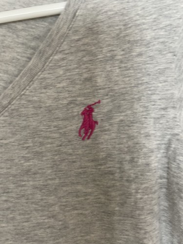 Ralph Lauren Sport Womens Shirt Size S Gray V-neck pink Pony short sleeve - Picture 3 of 7