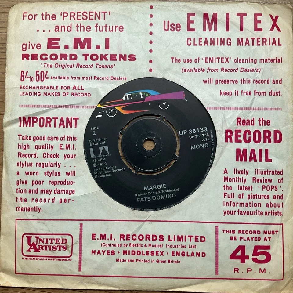 FATS DOMINO - I’M READY - MARGIE - UNITED ARTISTS REISSUE - image 2 of 2