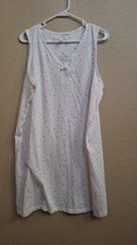 Carole Hochman White Pink Dot Cotton Sleeveless Nightgown Size Large