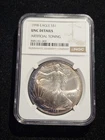 1998 $1 American Silver Eagle NGC UNC Details! Rainbow Toned! Artificial Toning!