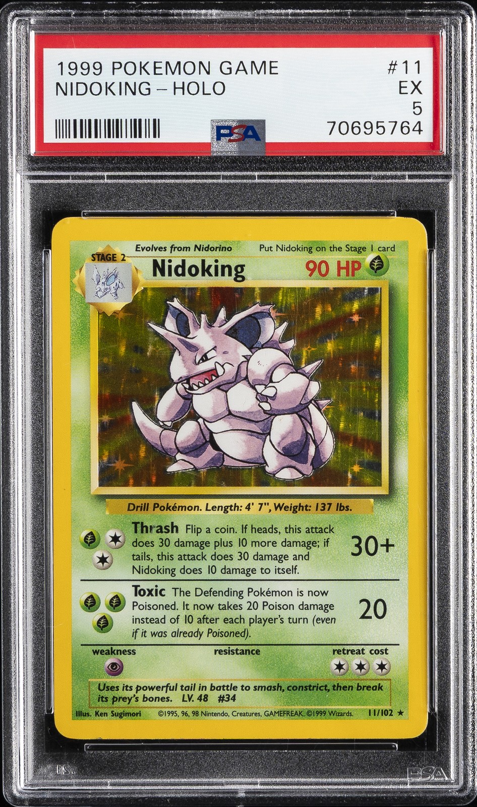 1999 POKEMON GAME #11 NIDOKING-HOLO PSA 5