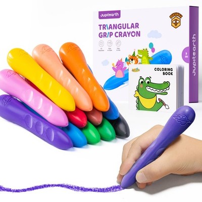 JUPITEARTH 12 Colors Crayons for Kids Ages 4-8 with Coloring Book &